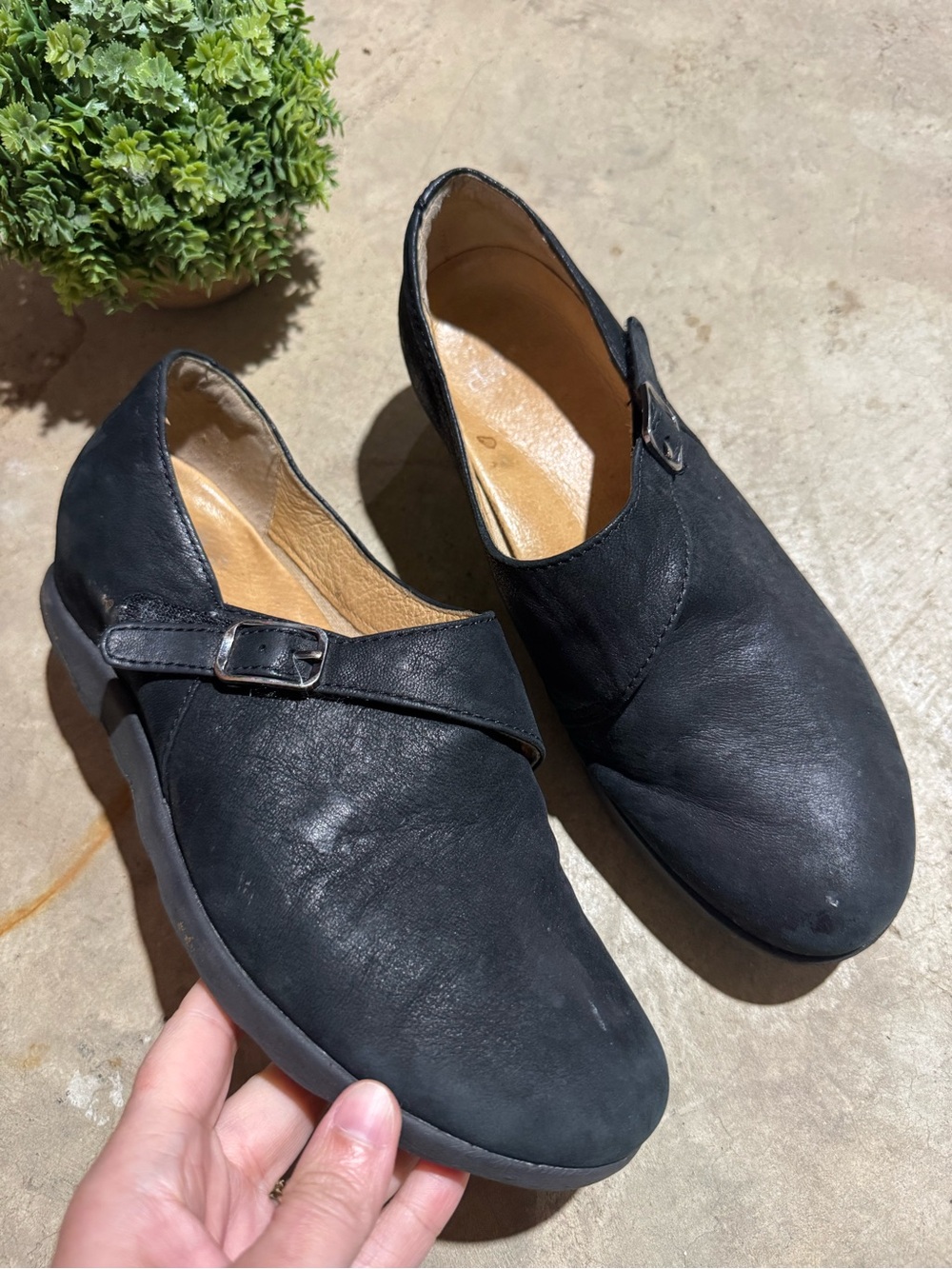 Dansko Black Leather Marisa Shoes Size 38 US 8 Comfort Neutral Wedge Loafers